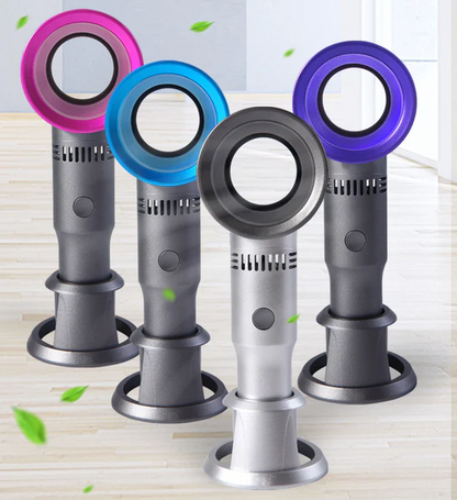 USB Handheld Leafless Fan with Phone Holder
